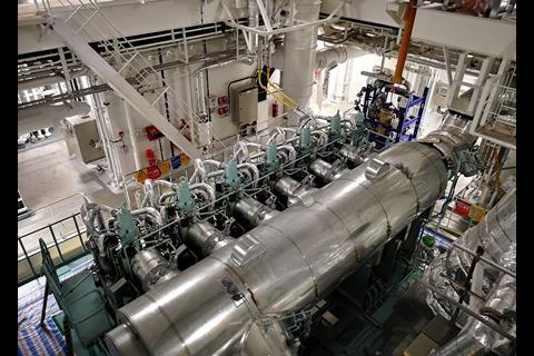 The interior of the engineroom of Marinvest's methanol-fuelled tanker, Mari Couva (credit: Marinvest)